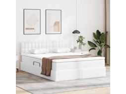 Vidaxl Cama Com Arrumação E Colchão Branco Puro 140 X 190 Cm