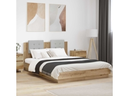 Vidaxl Estrutura De Cama Com Cabeceira Carvalho Artesanal 140 X 200 Cm