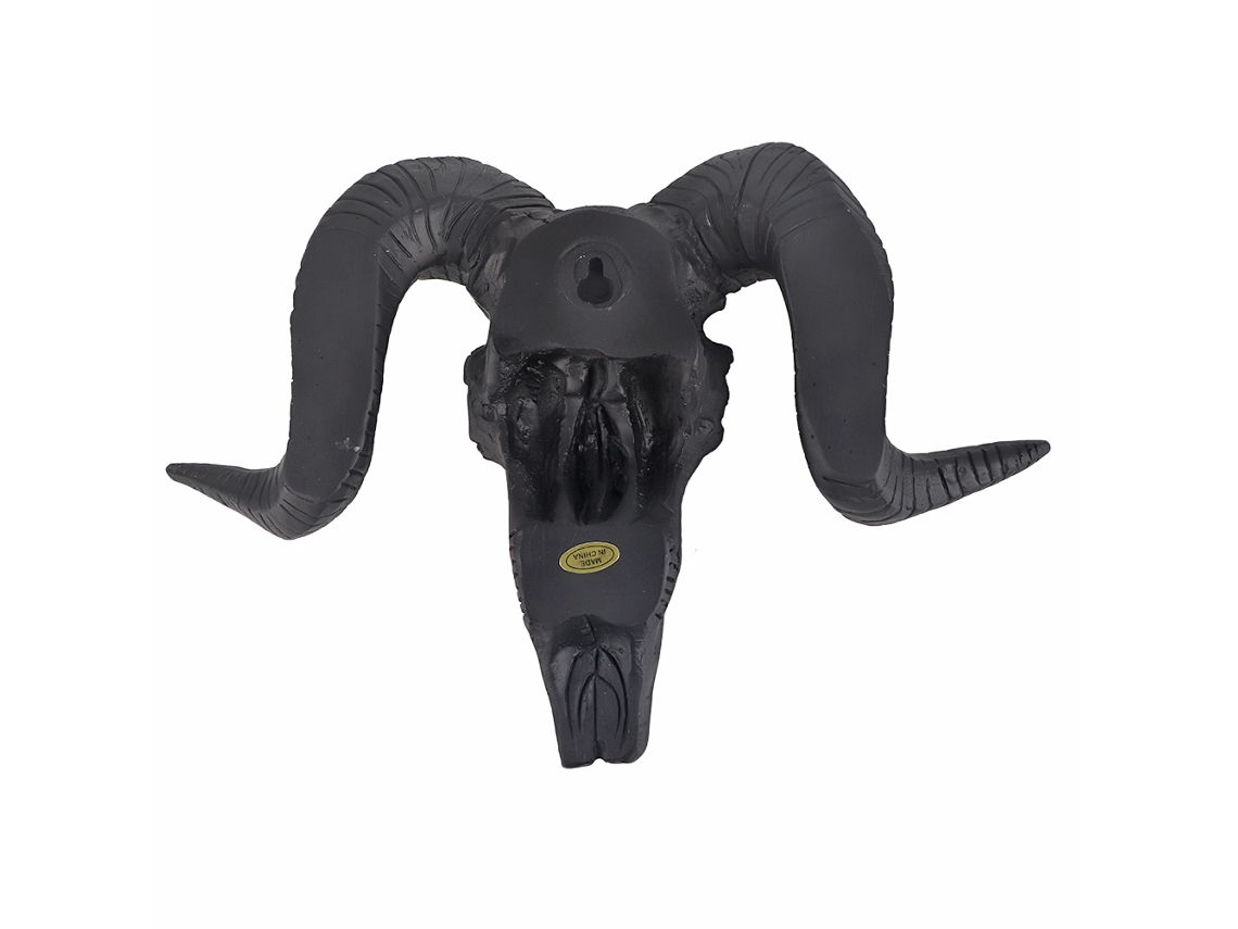 Decoração De Parede Ornamento Esqueleto Shofar 3d Cabeça Ovelha Longa