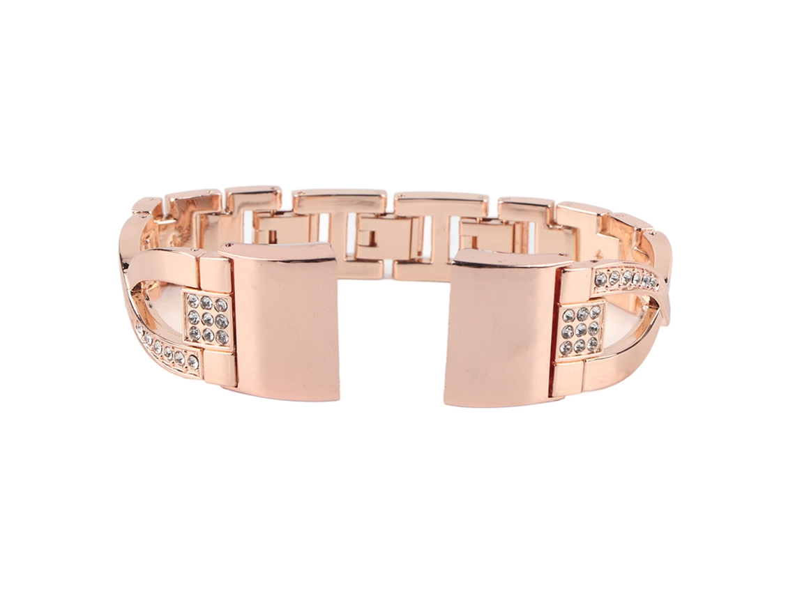 Pulseira de aço inoxidável com strass para Fitbit Charge 2, cor ouro rosa.