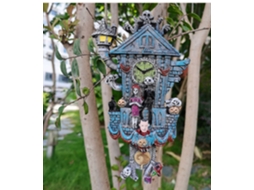 Relógio de Parede Curupira em Resina Artesanal Decorativo Natal Halloween Boneco Fantasma S/MARCA