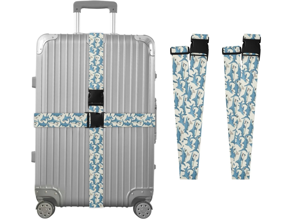 Conjunto De 2-cintas Fixação Blue Shark Para Malas Viagem, Acessórios Para Cinto, Conector De Bagagem, Cinta Ajustável E