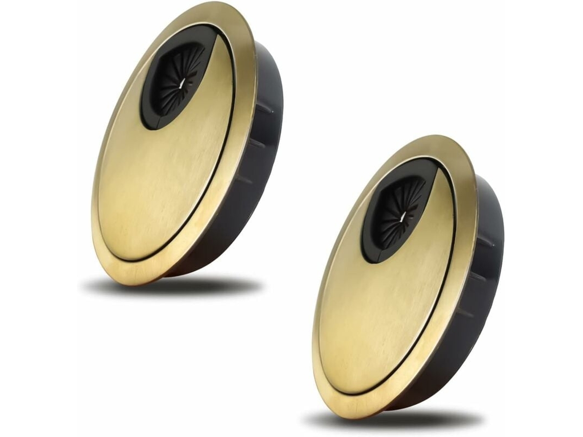 Lurelia Passa-cabos De Mesa, Pack De 2, 20 X 20 Mm, 60 Mm, Metal, Resistente, Preto, Bronze