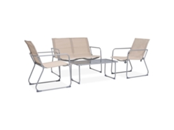 Vidaxl 4 Pcs Conjunto Lounge Para Jardim Tecido E Aço Cor Creme