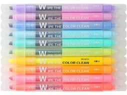 Marcadores de Texto Apagáveis Alipis com Ponta Dupla, 10 Cores Pastel para Diários e Anotações Escolares, Plás