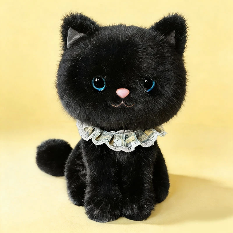 Lindo Gatinho de Pelúcia de Desenho Animado, Adorável Bichinho de Pelúcia MDUG (gato Preto 25cm)