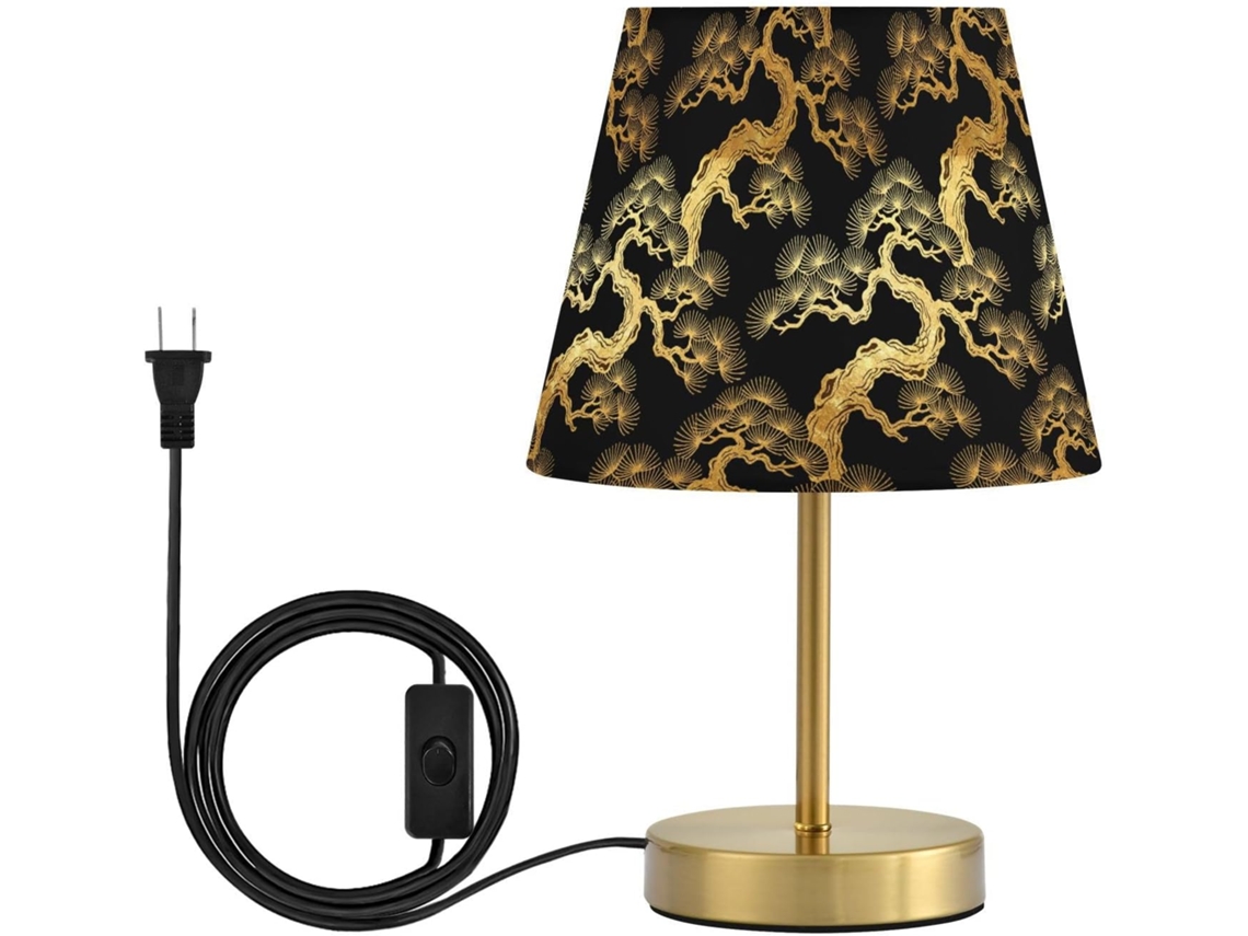 Abajur De Mesa Pequeno Yuiboo Com 3 Níveis Brilho, Em Formato De Galho Pinheiro Preto E Dourado, Com Cúpula, Ideal Para