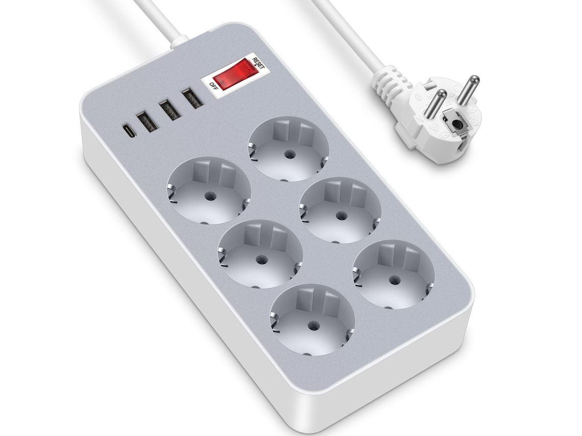 Régua De Tomadas Padrão Europeu Com Portas Usb E Tipo, C