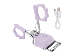Aparador de cílios portátil recarregável 2026 com USB-C, 2 modos, função anti-queimadura, cor roxa, embalagem neutra em inglês.