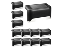 Kit 12 Luzes Solares Pretas Brancas Cercas Escadas Pátios AQUAFORGE