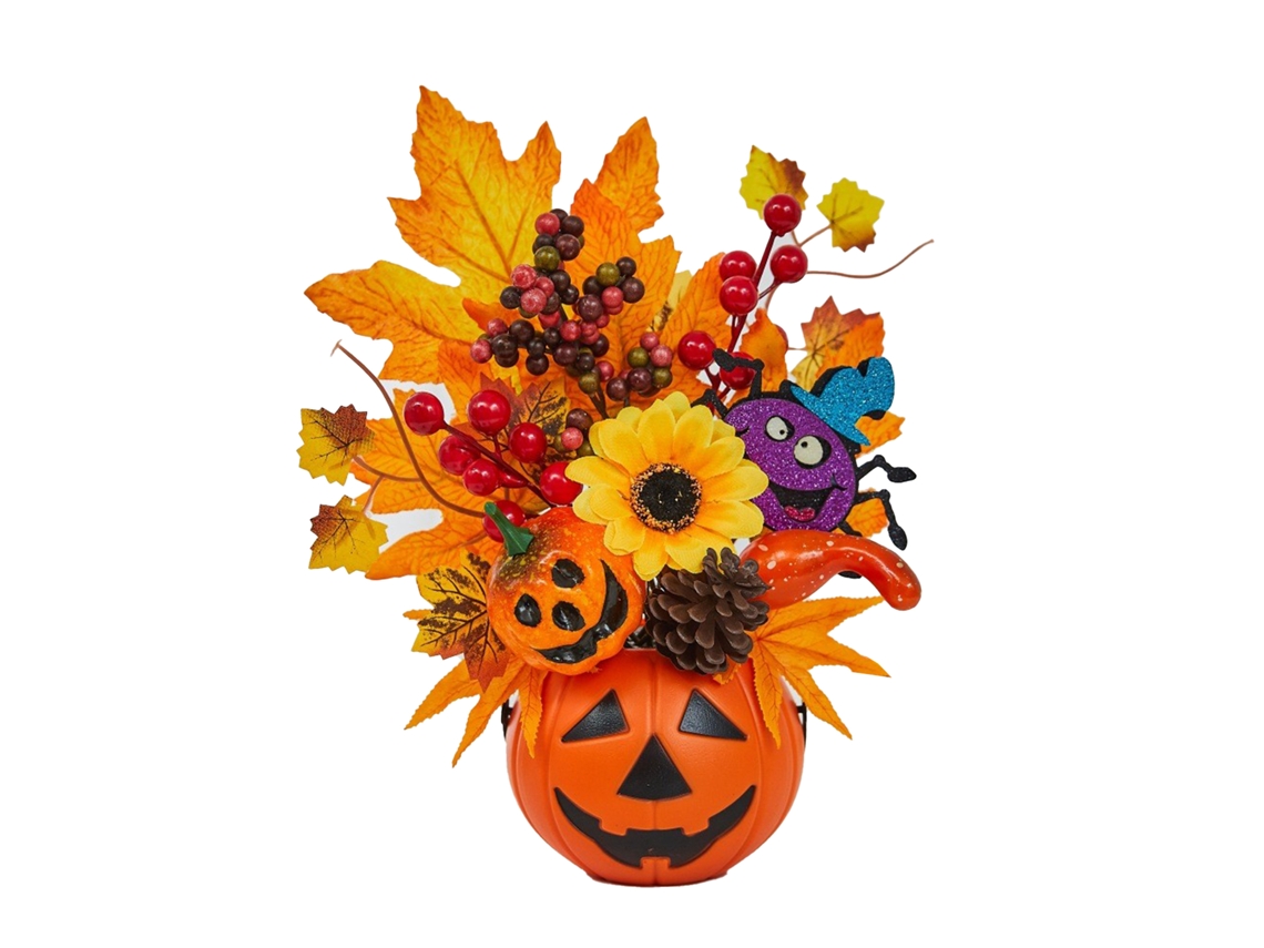 Decoração De Halloween Com Abóbora E Folhas Laxiscreed Para Festa