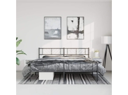 Vidaxl Estrutura de Cama com Cabeceira e Pés 193x203 Cm Metal Preto