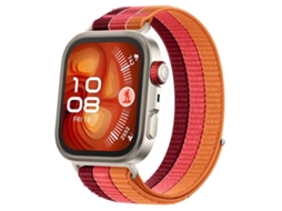 Bracelete Para Huawei Watch Fit 4 Pro / Fit 4 / Fit 3 - Nylon Trançado - Fecho De Velcro Triplo Vermelha