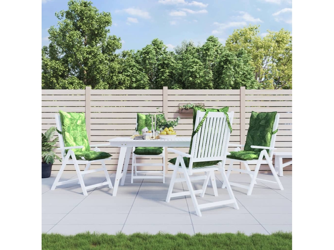 Almofadões P/ Cadeira Encosto Alto 4 Pcs Tecido Oxford Folhas HARLANV1