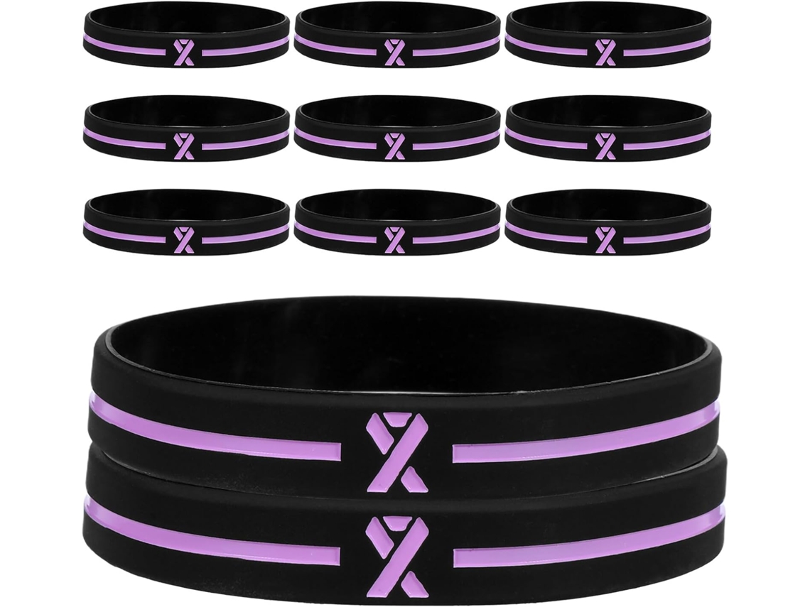 Pulseiras De Silicone Tehaux Para Conscientização Sobre O Câncer Mama, 30 Unidades, Pretas, Flexíveis E Confortáveis
