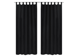 Cortinas De Cetim Com Laços, 2 Pcs, Preto 140 X 245 Cm
