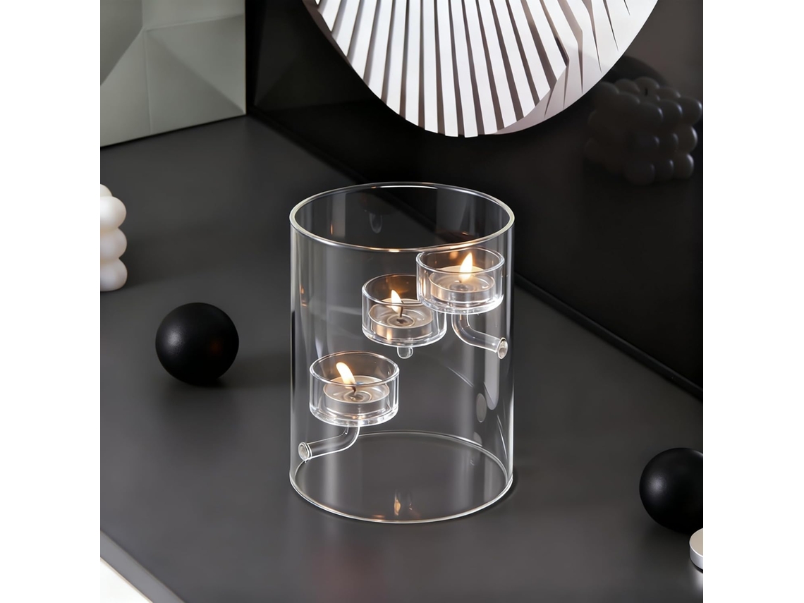 Castiçal Decorativo Em Vidro Texturizado Com Efeito Cristal, Compatível Com Velas Tealight Padrão, Ideal Para