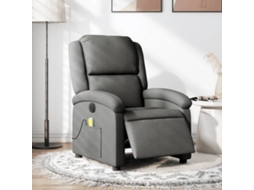 Vidaxl Poltrona Reclinável De Massagens Elétrica Tecido Cinza-escuro