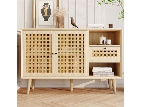 Buffet Bas Dreammespace 120x40x80cm Carvalho 1 Gaveta 2 Portas Magnéticas