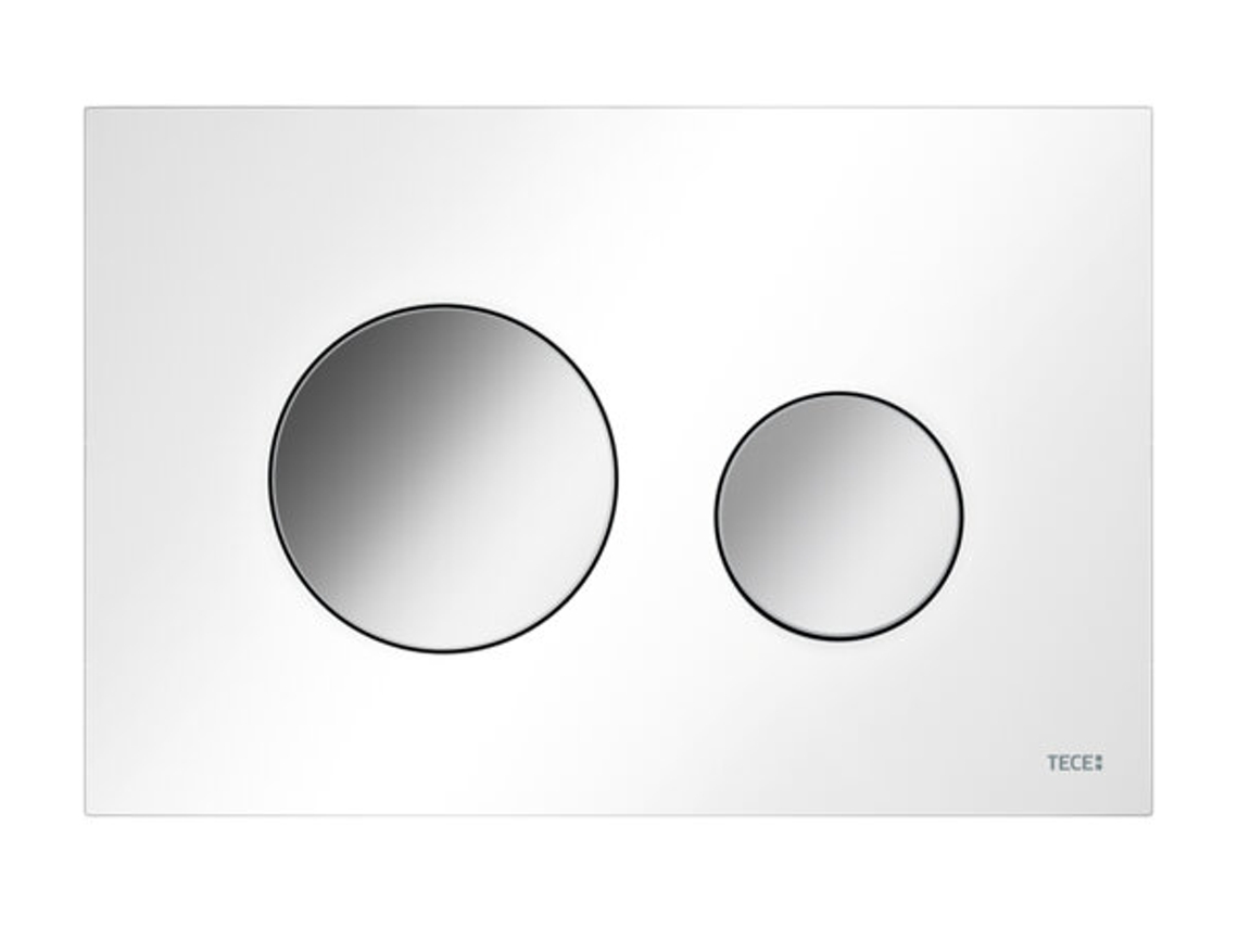 Placa de Descarga de Sanita TECE Teceloop Plástico para Tecnologia de Dupla Descarga 92409 Cor: Branco Chaves Cromadas Brilhantes