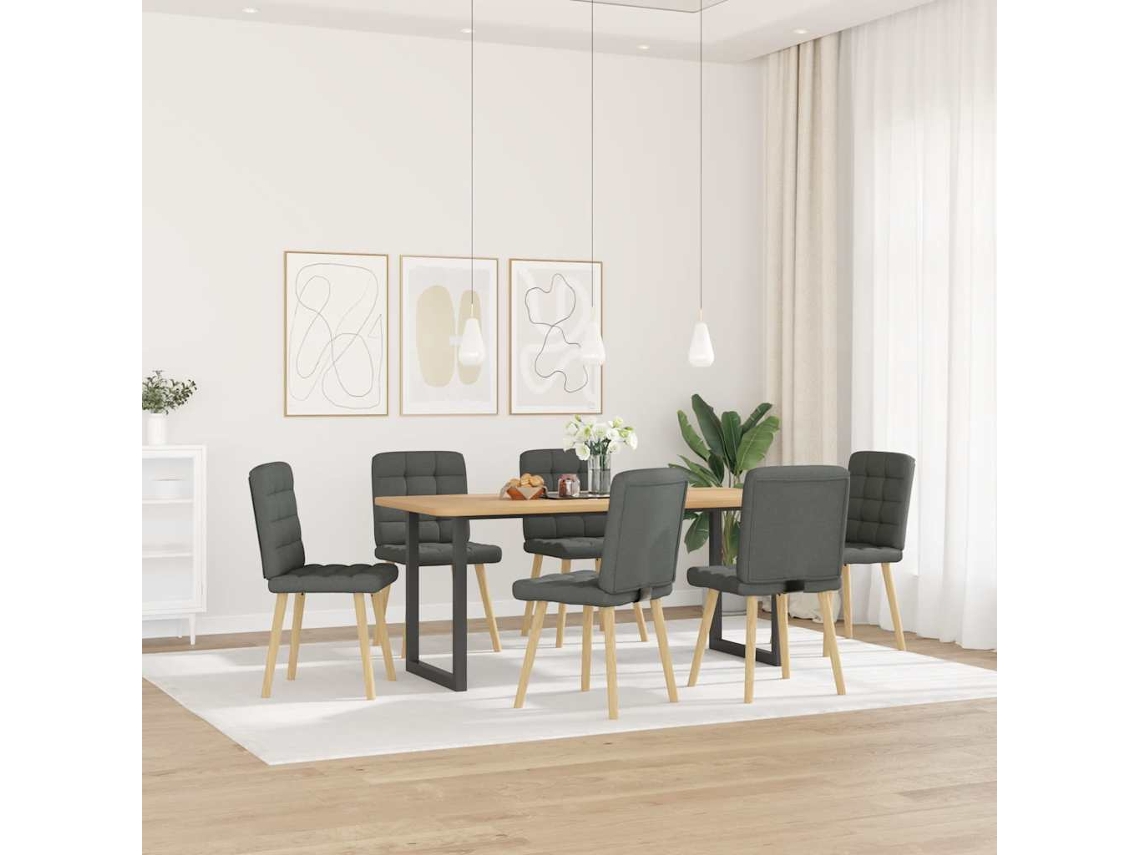 Cadeiras de Jantar 6 Pcs Tecido Cinzento escuro MAISON EXCLUSIVE