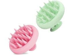 Paquete De 2 Cepillos De Silicona Para Masaje Capilar (rosa Y Verde)
