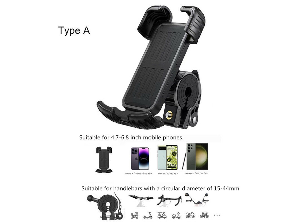 Suporte Para Celular Tipo Axanes Yys-443 Ajustável De 4,7'' A 6,8'' Com Clipe Resistente A Impactos Portátil Para Bicicleta E Motocicleta