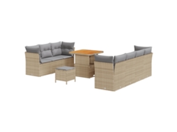 Conjunto De Móveis De Jardim Vidaxl Bege Vime Pe (80 X 80 X 71 Cm)