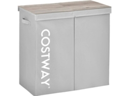 Cesto De Roupa Suja Costway Com 2 Compartimentos, 118 L, Tampas Separadas, 62 X 31 X 60 Cm Para Lavanderia E Banheiro, Cinza