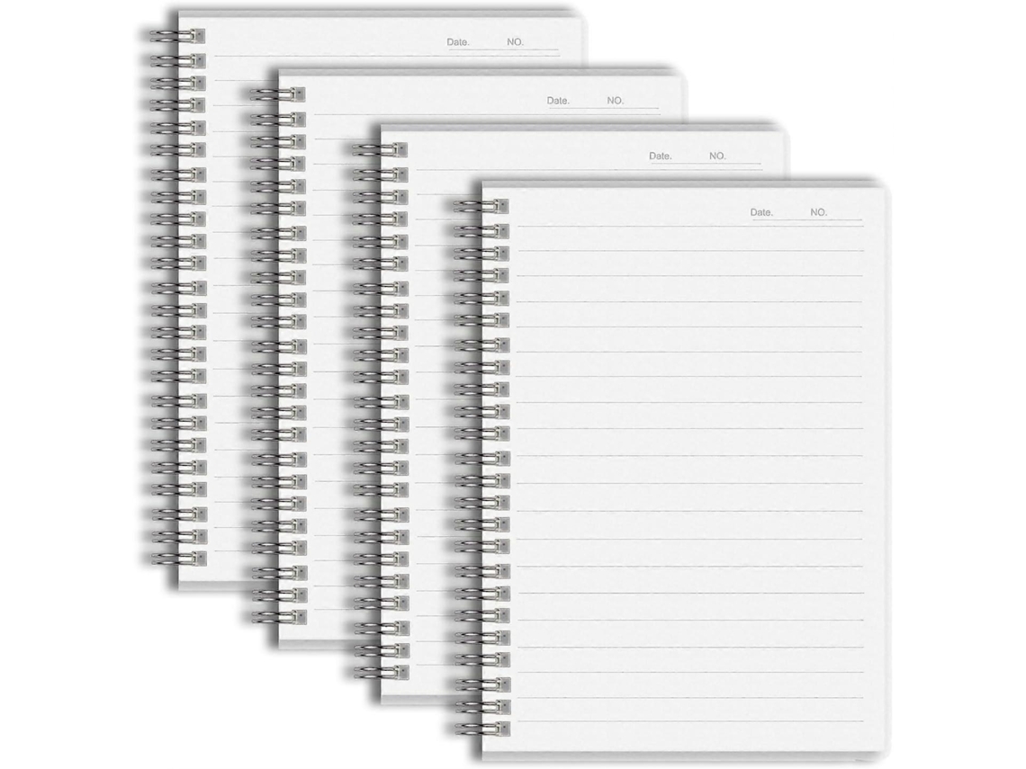 Caderno A5 de Metal, Espiral, Pautado, Pacote com 4 Unidades, Capa Rígida de Plástico Fosco BRILVIBERA