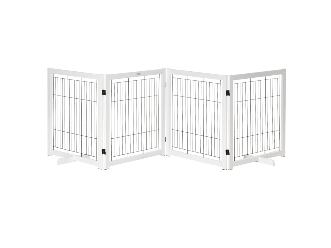 Portão para cães 4 painéis dobrável, 305x82cm, branco | S/MARCA