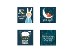 Pinturas Decorativas Noite Doze (conjunto de 4, adequado para quartos infantis)