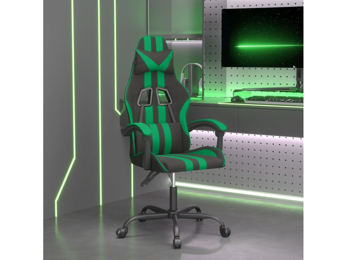 Vidaxl Cadeira Gaming Couro Artificial Preto E Verde