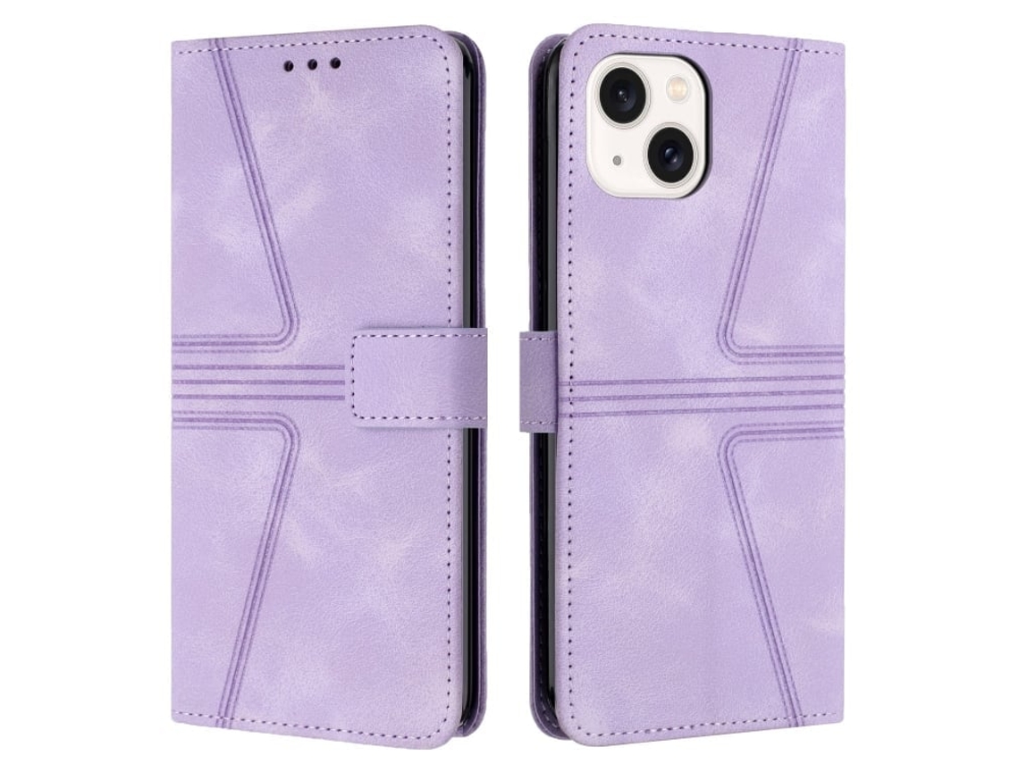 Capa De Couro Para Iphone 14 - Triangular - Cor Sólida