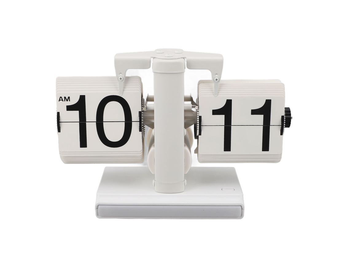 Reloj De Mesa Retro Digital Con Volteo Automático, Luz Ambiental Led, Funciona Con Pilas, Decoración Hogar Oficina Blanco
