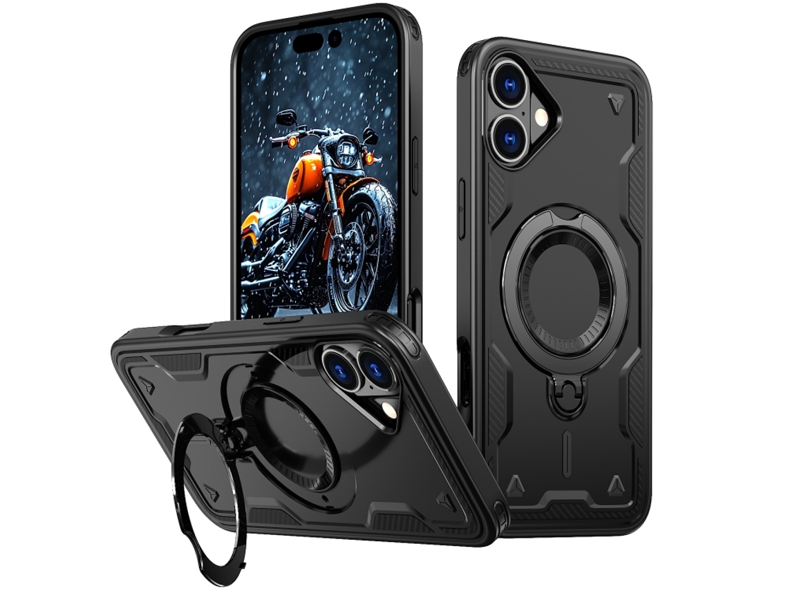 Capa Armor Híbrida Pc Tpu Para Iphone 16 Plus - Suporte De Anel Magsafe