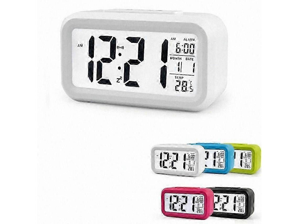Digital Led Alarm Clock With Snooze, Night Light, Thermometer, Battery Poweredwhite