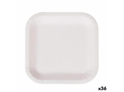 Conjunto de Pratos ALGON Descartáveis Branco Cartão Quadrado 26 Cm 36 Unidades