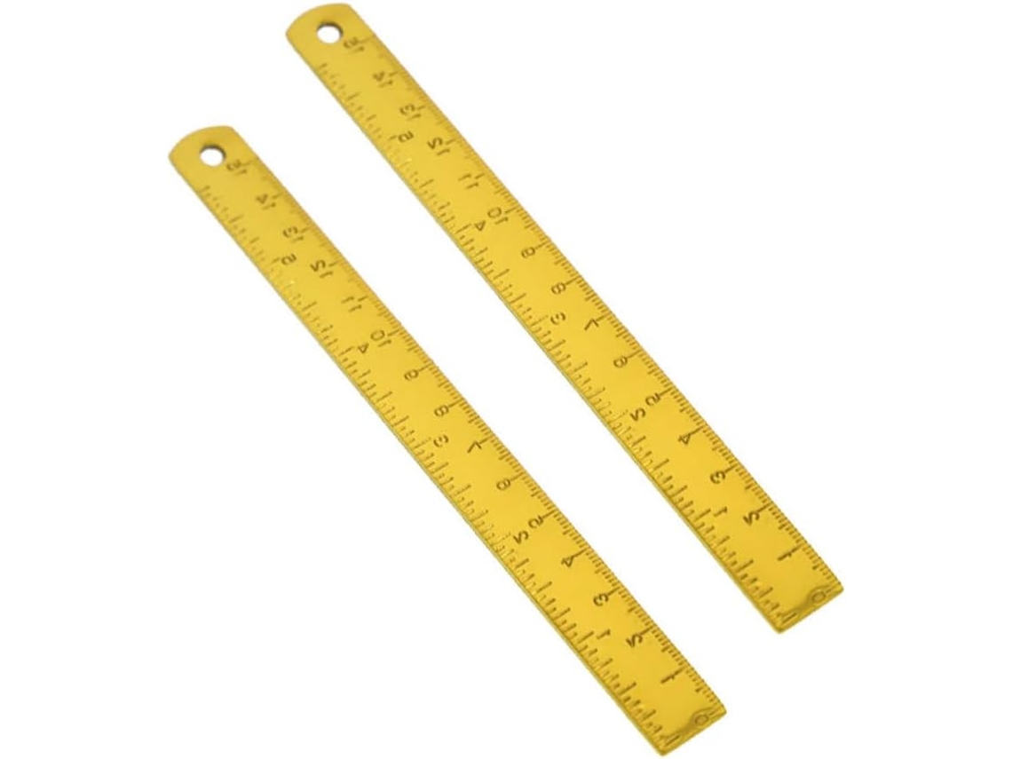 Régua De Aço Inoxidável, 2 Peças, 15 Cm, Dourada, Reta