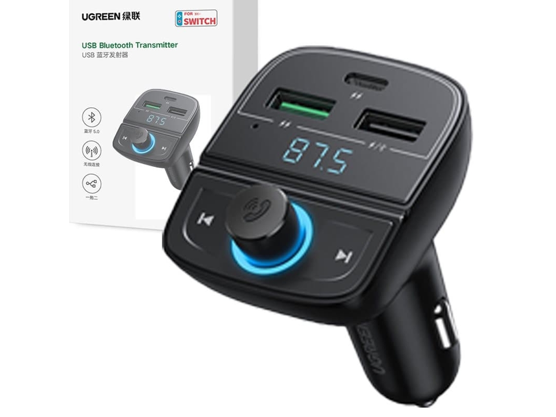 Transmissor Fm Bluetooth Veicular, Carga Rápida, Preto
