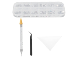 Conjunto De Strass Para Artesanato De Unhas Com Caneta De Ponto Dupla, Pinça E Prato Triangular