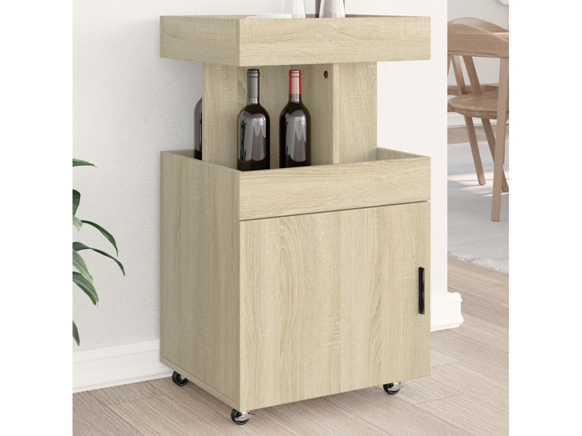 Vidaxl Carrinho De Bar 50x41x89cm Derivados De Madeira Carvalho Sonoma
