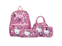 Linda mochila escolar infantil Sanrio Hello Kitty Melody Kuromi com desenho da Sanrio, estojo e carteira nova.