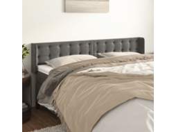 Cabeceira De Cama C/ Abas Veludo 163x16x78/88cm Cinzento Escuro Pangshiyuan