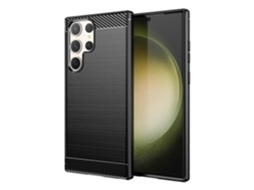 Capa Para Samsung Galaxy S23 Ultra 5g Em Tpu Com Textura Escovada De Fibra De Carbono.