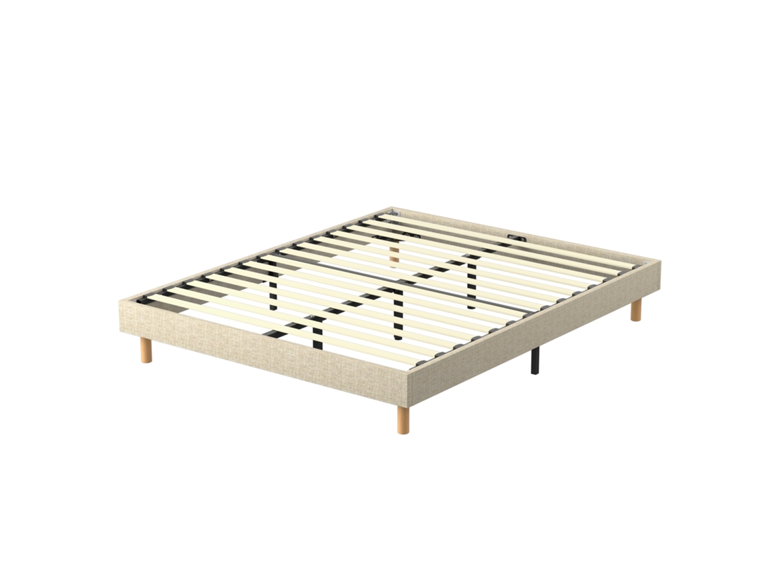 Sommier Tapissier 160x200 Cm , 14 Listras, Comfort, Beige