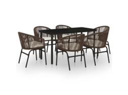 Garden Dining Set, Garden Dining Sets Vidaxl Marrom Pvc (mesa Com 140 Cm De Comprimento)