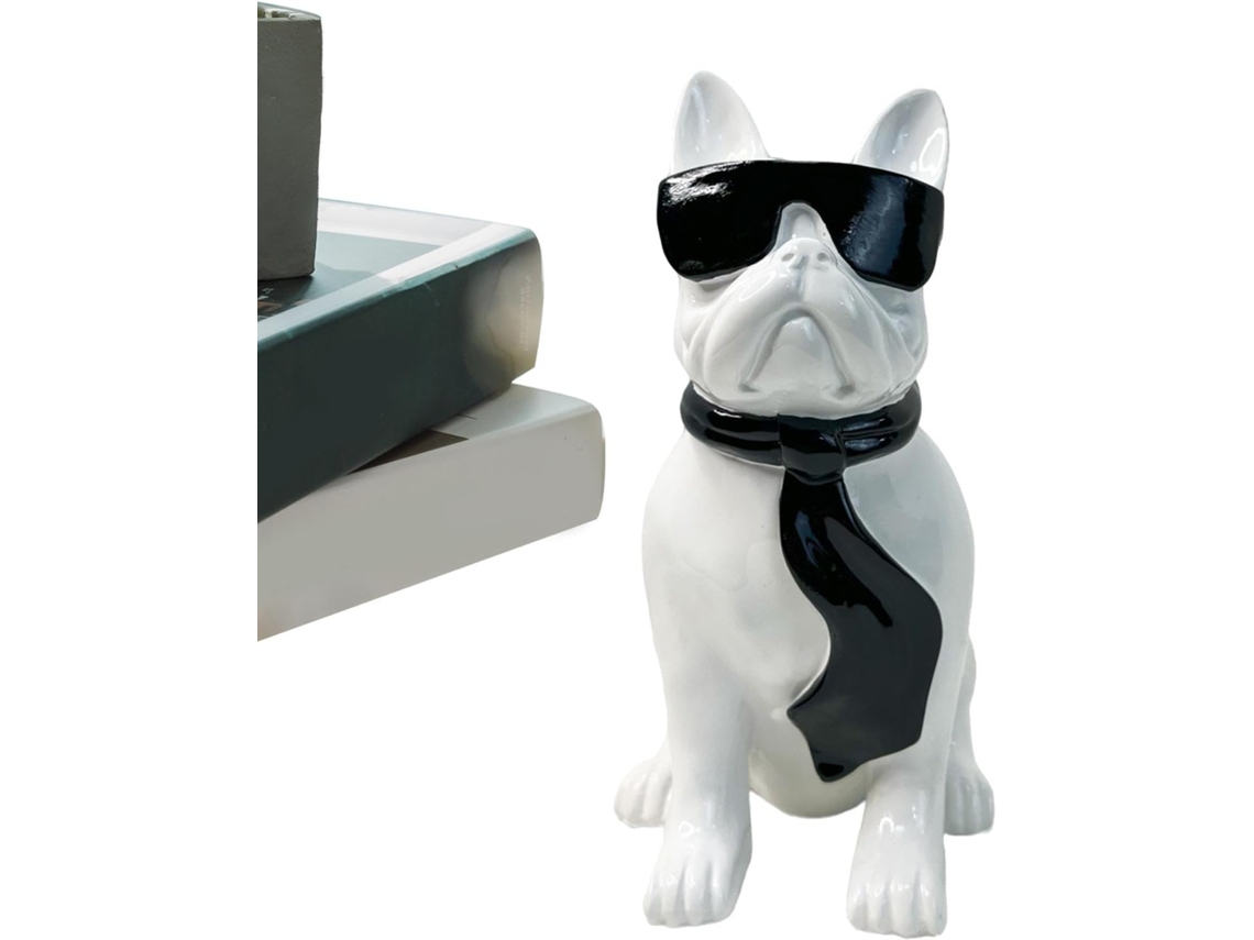 Escultura de Bulldog Sentado | Decoração de Mesa em Resina | Decoração