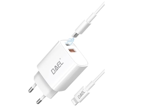 Carregador Rápido Usb-C Lightning DAEL Branco