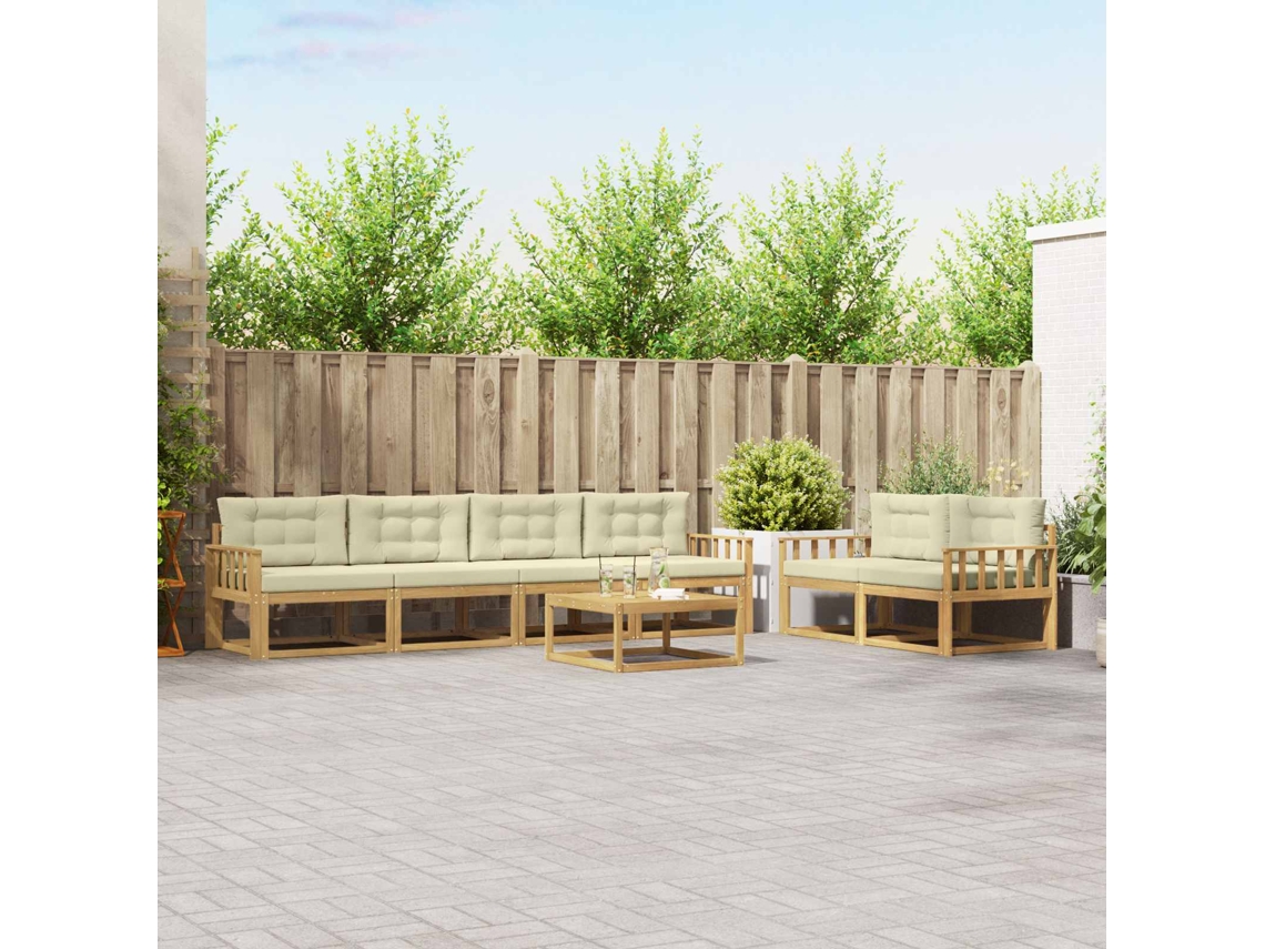 Vidaxl Conjunto De Sofás Para Exterior 6 Unid. Branco E Creme